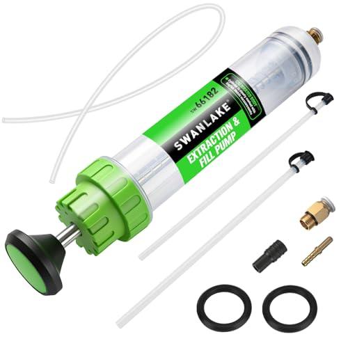 SWANLAKE 500cc Fluid Extractor & Fill Pump, Automotive Fluid Pump Extractor, Oil Change Pumps with 23'' Long Hose, 2PCS 12'' Extension Tubes, Suction Pumps for Lawn Mowers Cars