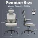 Ergonomic Office Chair, Flip Up Arms,Grey, 20 inches x 39 inches x 20 inches