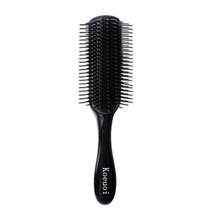 Classic Curly Hair Brush - 9 Row All Black Styling Brush for Styling, Smoothing Longer Hair and Defining Curls .For Women and Men Wet or Dry Hair