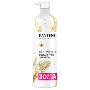 Pantene Sulfate Free Shampoo with Rice Water, Protects Natural Hair Growth, Volumizing, for Women, Nutrient Infused with Vitamin B5, Safe for Color Treated Hair, Pro-V Blends, 30.0 oz (30 Fl Oz (Pack of 1))