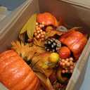 Riceshoot 6 Pcs Large Thanksgiving Artificial Pumpkins Decor with Light, Fall Centerpieces for Table Artificial Fake Foam Pumpkin Flowers for Fall Autumn Thanksgiving Harvest Party Tabletop