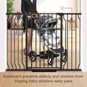owlie 37.4" Extra Tall Wide Baby Gate for Stairs Doorways,47-57 Inch Extra Large Long Baby Gate with Door Indoor Safety Metal Pressure Mounted Pet Gate with Walk-Thru Auto Close, Black
