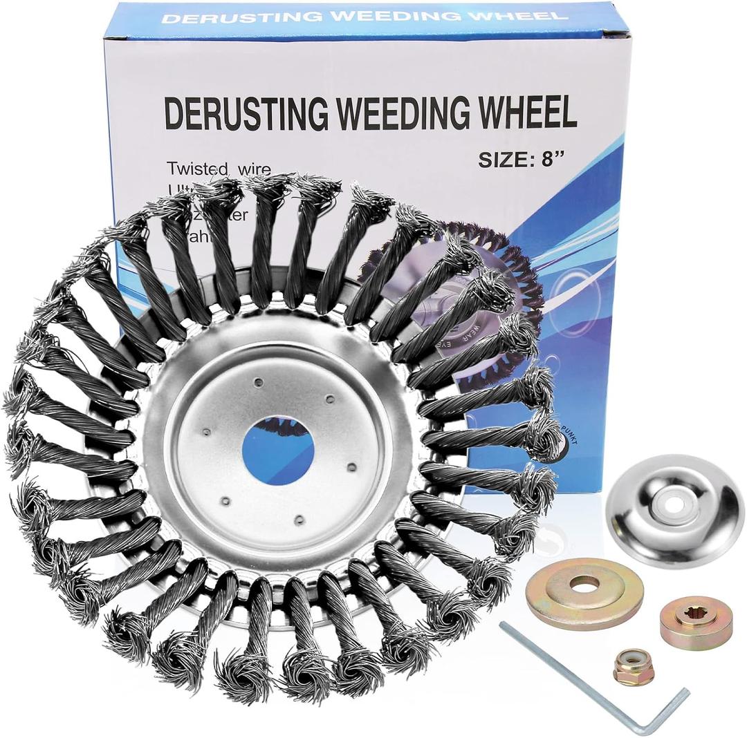 8 Inch Unbreakable Wired Trimmer Blade, Weed Eater Head, Steel Wire Rotary Brush Cutter Trimmer Head, Wire Trimmer Head for Moss Grass Rust Removal, Paving Stone, Pavement Joints or Driveway
