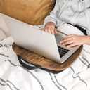 SONGMICS Lap Desk, Bed Tray, Laptop Table with Handle, Cushion, 12.6 x 15.7 x 3.1 Inches, Rustic Brown 