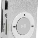 Mxzzand MP3 Player with Bluetooth Portable Music Player Mini MP3 Back Clip Player Durable with Memory Card and Cable(Silver)