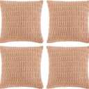 Fancy Homi 4 Packs Boho Black Decorative Throw Pillow Covers 18x18 Inch for Living Room Couch Bed Sofa, Rustic Modern Farmhouse Home Decor, Soft Plush Corduroy Cute Square Cushion Case 45x45 cm (18" x 18" (Pack of 4))