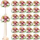Hotop 24 Pcs Flower Balls Wedding Rose Centerpieces Silk Flower Kissing Balls Arrangement Artificial Hydrangea Flower Bouquet Faux Rose Floral Decoration (Dusty Pink, Pink, White)