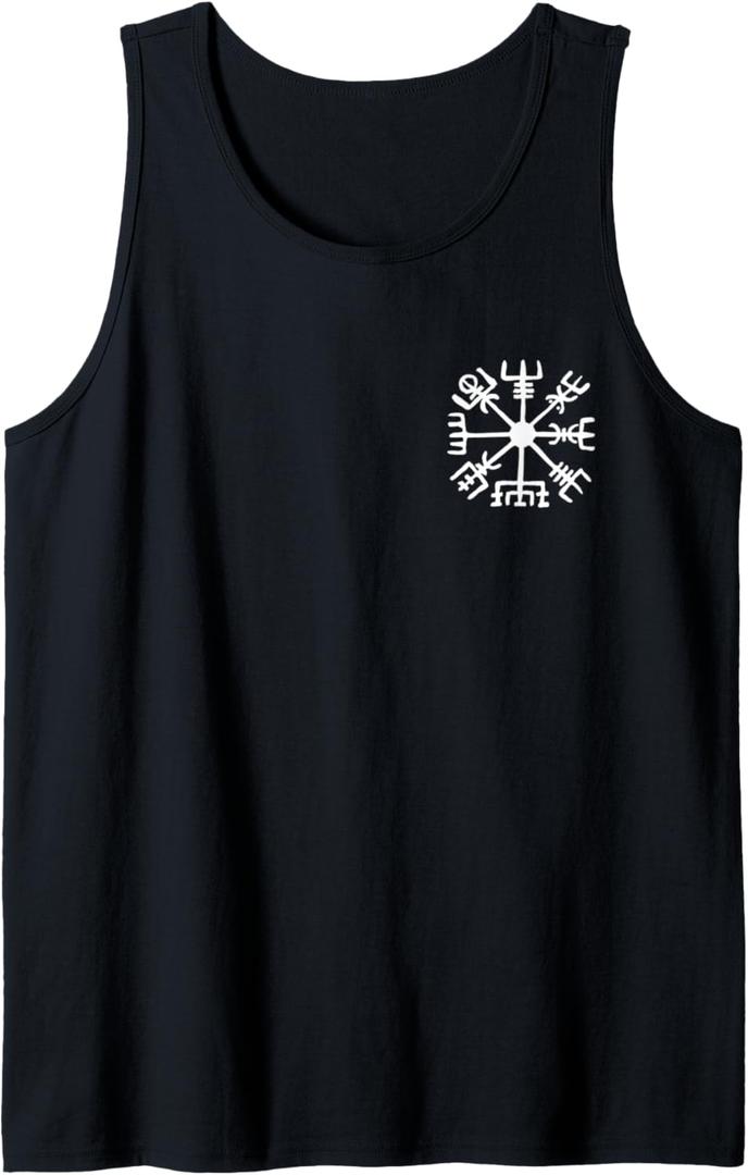 Vegvisir viking compass rune protection symbol Celts Nordic Tank Top (2XL, Black)