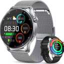 Smart Watch for Men Women Fitness: Make Answer Call Running Digital Mens Watches Waterproof Smartwatch Android Phone iPhone Samsung Compatible Step Pedometer Tracker Heart Rate Sleep SpO2 Monitor (Silver)