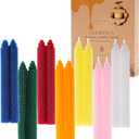 14 Pack Hand-Rolled Beeswax Taper Candles,8 Inch 100% Pure Beeswax Candles Sticks,4-5 Hours Long Burning Dripless Colored Bees Wax Candle for Home Decor,Prayer,Christmas,Party (Colorful)