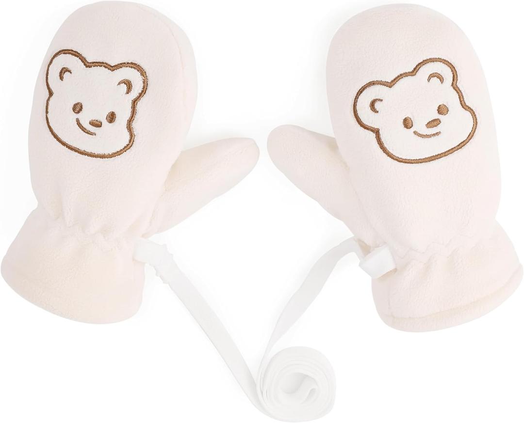 Baby Boys Mittens 100% Virgin Wool (S(6-24 Months, Beige)