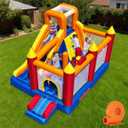 Baralir Inflatable Bounce House with 8.98 * 4.82 Ft Oversized Jump Area, 88'' Extra-Long Slide Kids Bounce House with Climbing Wall, Obstacle Poles & Hoop- Durable & Safe Backyard Fun for Kids, Super large trampoline area