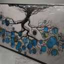 CHATYOUNG Wall Art Living Room - Large Art Teal Blue Tree Abstract Landscape Modern Paintings Black Framed Artwork for Bedroom Dining Room Office Kitchen Home Decor 58"x29"