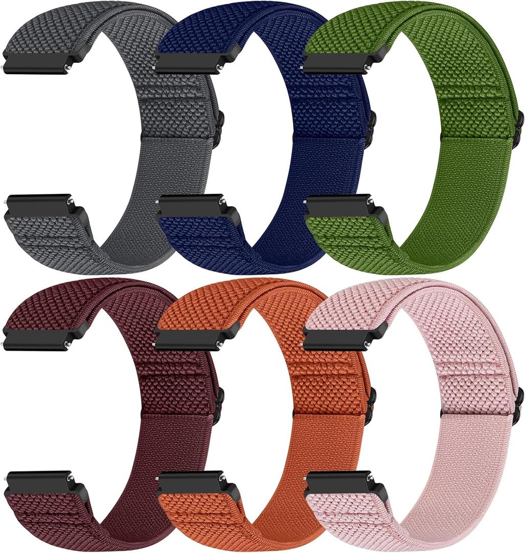 18mm Quick Release Elastic Nylon Band Compatible with Garmin Venu 4 41mm/3S 41mm/Venu 2S/Vivoactive 4S/Vivomove 3S/Active S/Forerunner 265S(42mm)/255S/Fossil Women's Gen 6 42mm/5E 42mm Women Men