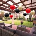 ADLKGG Paper Lanterns Decorations, Red Black Gold Hanging Round Paper Lanterns for Graduation, BBQ Party Supplies, Mickey Mouse Themed Birthday, Pirate Theme Casino Poker Party Decor Set of 21
