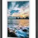 ONE WALL 18x24 Inch Floating Frame, Black Wood Double Glass Float Picture Frame Display 11x14/11x17/12x18/13x19/16x20 Photos Plant or Petal Specimens for Wall Hanging - Mounting Kit Included
