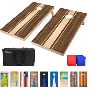 GoSports 4 x 2 ft Regulation Size Wood Cornhole Boards - 10 Vintage Wood Designs (Choose Your Style)