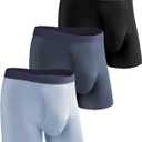 Incontinence Underwear for Men, Long Leg Soft Leakproof Washable Reusable Light Absorbency Boxer Briefs 3 Pack (Multicolor01, Medium)