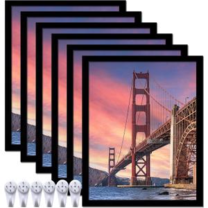 6 Sets 12x15 Picture Frame, Frames for 12 x 15 Canvas Collage Photo Poster Certificate Wall Gallery, High Transparent Horizontal Vertical Black 12 by 15 Inches
