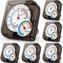 Kathfly 6 Pcs Indoor Thermometer and Humidity Gauge Indoor Mini Thermometer Hygrometer Temperature Humidity Meter Temperature and Monitor with Pointers for Home, Kitchen, Planting Room (Black)