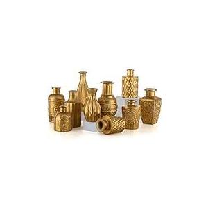 Small Gold Vase Set of 12, Glasseam Glass Vases for Centerpieces, Modern Round Vase for Flowers