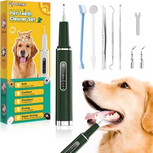 Dog Plaque Remover for Teeth - Pet Ultrasonic Tooth Cleaner, Cats and Dogs Tartar Remover for Teeth, 6 Adjustable Modes Dog Teeth Cldaning Kit with LED Light