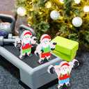 Fitness Gym Christmas Ornaments Funny Decoration Santa Weight Lifting Workout Ornaments Wooden Barbell and Dumbbell Xmas Rustic Tiered Tray Standing Tabletop Decor for Gym Lovers Gifts