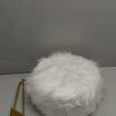 Mxfurhawa Faux Fur Storage Ottoman Round Furry Vanity Stool Marble Grain Tray Coffee Table Compact Footrest with 4 Metal Legs Soft Makeup Seat Foot Stool for Living Room Bedroom Entryway White