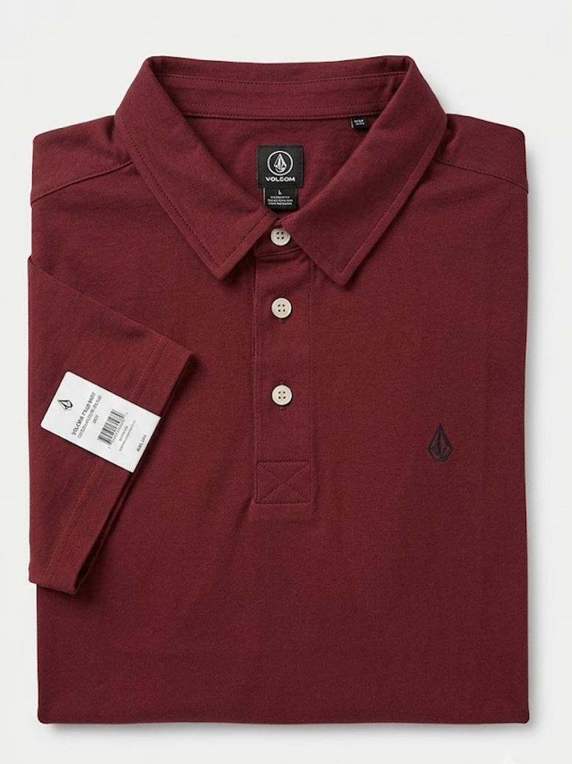 Red Maroon Short Sleeve Beach Grunge Polo Shirt Mens Large