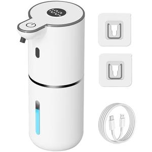 OHIFAST Automatic Liquid Soap Dispenser Touchless, USB Rechargeable Smart Hand Soap Dispenser, 6-Level Adjustable, 12.8oz/380mL Wall Mounted for Bathroom Kitchen Dish Soap-White 2 Packa