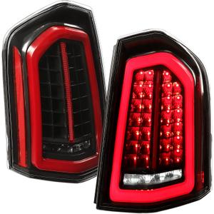 HECASA Full LED Tail Lights Compatible with 2011-2014 Chrysler 300 LED Tube Bar Rear Brake Turn Signal Running Light Taillights Clear Lens Black Housing