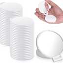 80 Pcs Compact Mirror Bulk, Portable Pocket Mirrors, Round Makeup Mirror for Purse, Mini Foldable Vintage Travel Makeup Mirrors for Women Girls Travel Daily Use (White)