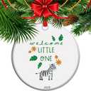 Welcome Little One Babys First Christmas Ornament Cute Zebra Themed Newborn Keepsake Ceramic Animal Nursery Decor 2025 (C12)