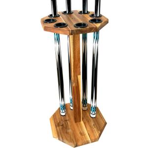 Freestanding Billiard Cue Rack, Pool Table Accessories Hold 8 Cues, Pool Cue Stick Holder, Wooden Floor Stand Pool Cue Holder for Billiard Game Room (Brown)