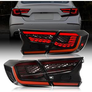 LED Tail Lights for Honda Accord 10th Gen 2018-2022, 3D Dragon Scale Design with Starting Animated, Dynamic Turn Signals, Brake & Reverse Lights