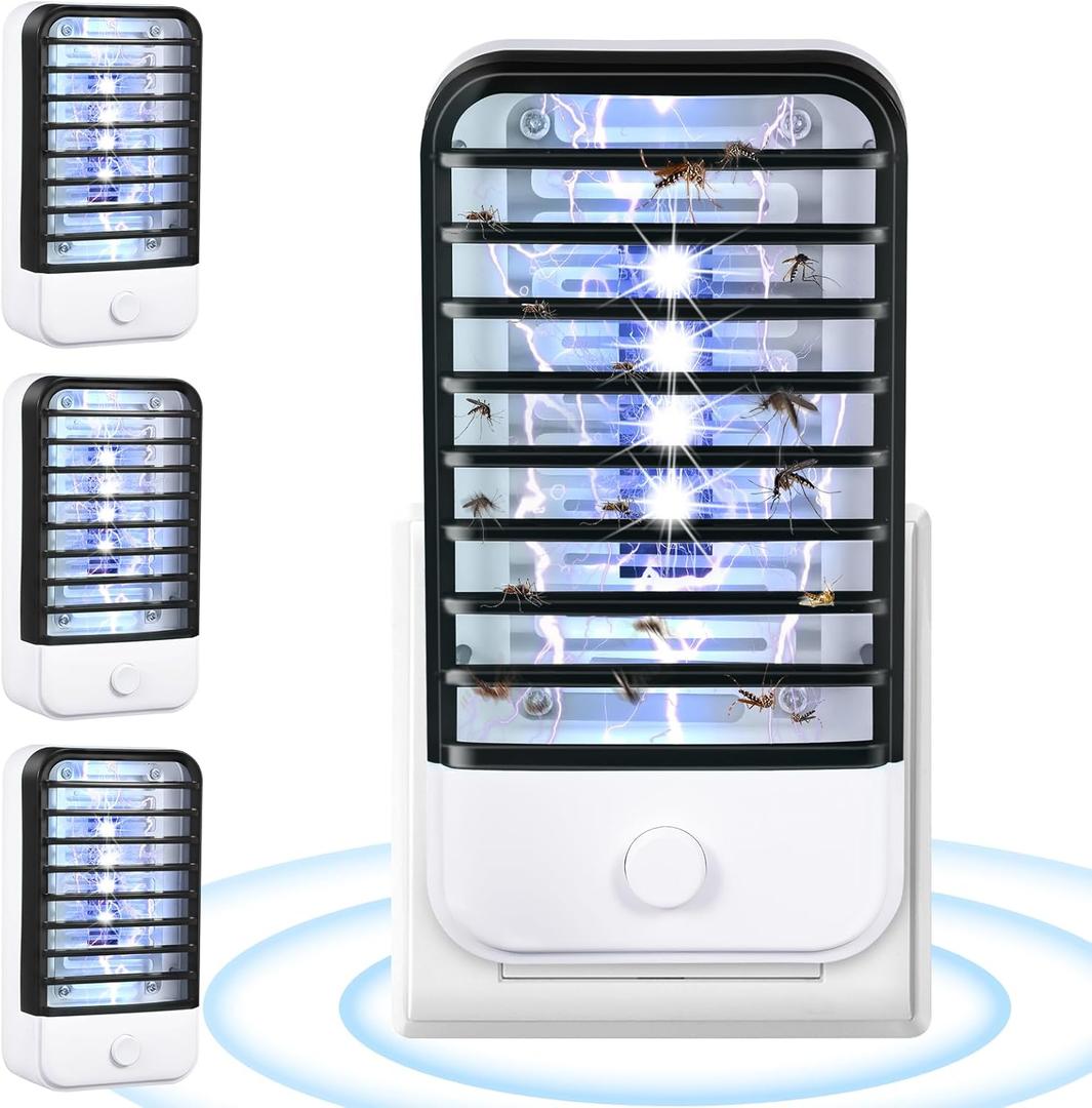 Plug in Bug Zapper Indoor Flying Insect Trap, Electronic Indoor Mosquito Zappers Fly Zapper Gnat Bug Traps Lamp for Home, Kitchen, Bedroom, Living Room,Office, 4 Pack