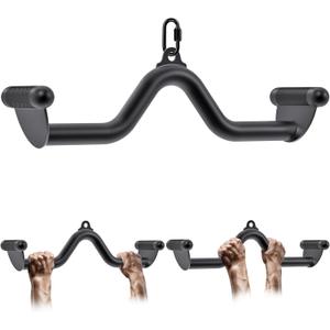 SELEWARE LAT Pulldown Bar for Cable Machine, Heavy-Duty LAT Pulldown Attachments, T-bar V-bar Cable Attachment for Home Gym, Ergonomic Back Tricep Bar Strength Training Handle with Multiple Grip (20")