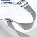 Stainless Steel Loop Compatible with Apple Watch Band 38/40/41/42/44/45/46/49mm, Women Metal Mesh Magnetic Slim Strap with C-Shape Clasp for iwatch SE Series 10/9/8/7/6/5/4/3/2/1 Ultra 1/2
