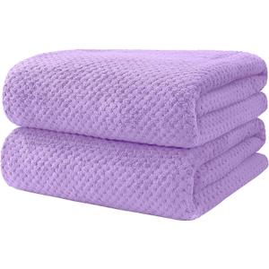HOMEXCEL Bath Towel Set Pack of 2, (27 x 54 Inches) Microfiber Ultra Soft Highly Absorbent Bath Towel, Lightweight and Quick Drying Towels for Body, Sport, Yoga, SPA, Fitness, Purple