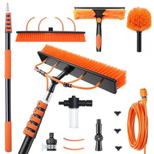 Tinduo Solar Panel Cleaning Kit with 5-20ft Telescoping Pole, Water Fed Pole Window Cleaning System with Soap-Dispenser, Brush, 11″Squeegee & Cobweb Duster for Snow Removal, Windows, RVs, Decks