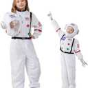 LANGXUN Kids Astronaut Halloween Costume Set, Boys Girls Space Suit Dress Up, Toddler Pilot Jumpsuit for Themed Party