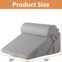 BIEEZZK 3PCS Wedge Pillow Set, Adjustable Wedge Pillow Headboard, Bed Wedge Pillows for Back Pain Relief, Sleeping, Post Surgery, Back Support Pillow for Bed Sitting Up, Snoring, GERD, Grey