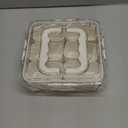 SMALL Divided Serving Tray with Lid and Handle, Portable Snack Box Container, 6 Compartments Veggie Fruit Snackle Tray,Charcuterie Box Container for Party, Travel, Entertaining,Picnic, SMALL SIZE (White)