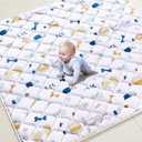 Baby Play Mat 71" X 59", Premium Thicken Foam One-Piece Crawling Mat, Extra Large Non-Slip Cushioned Activity Playmats for Babies, Toddlers, Infants, Play & Tummy Time (Cartoon Rabbit)