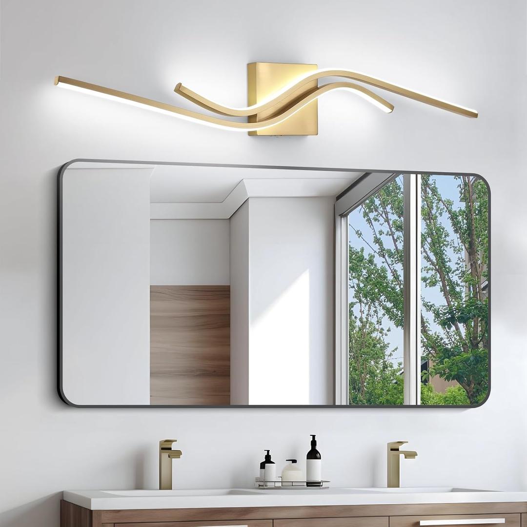 6000K Bathroom Vanity Light, 31.5In Modern Bathroom Light Fixtures Over Mirror Gold Wall Sconce Lighting LED Vanity Lights for Vanitys Lighting 6000K Bathroom Vanity Light, 31.5In Modern Bathroom Light Fixtures Over Mirror Gold Wall Sconce Lighting LED Vanity Lights for Vanitys Lighting
