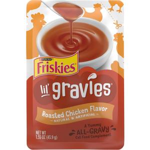 Purina Friskies Lil' Gravies Roasted Chicken Flavor Cat Food Lickable Cat Treats - (Pack of 16) 1.55 oz. Pouches (EXP 11/30/26)