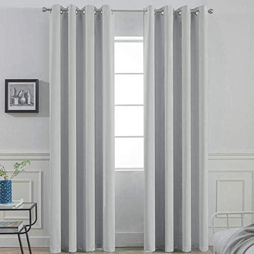 Yakamok Soft and Smooth Blackout Curtains for Bedroom - Grommet Thermal Insulated Room Darkening Curtains for Living Room, Set of 2 Panels (52 x 84Inch, Light Grey)