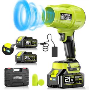 Leaf Blower Cordless with Battery and Charger, 580000RPM Lightweight Mini Leaf Blower, 21V Handheld Electric Blower with 2×4.0Ah Batteries & Fast Charger, Turbo Jet Blower for Lawn, Yard, Garage