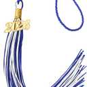 2026 Tassel Graduation, Tassels for Graduation Cap 2026, Blue White Tassel Cap Decorations with Gold Charms Memorial Cords Graduate Hat Ceremonies Accessories for Class of School Grad Souvenir Gifts