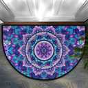 Half Round Door Mat Boho Mandala Anti-Slip Semi Circle Rug 24X36 Indoor Door Mat Half Moon Bath Mat, Washable Decorative Floor Mat for Kitchen Bathroom Hearth Fireplace (B-18)